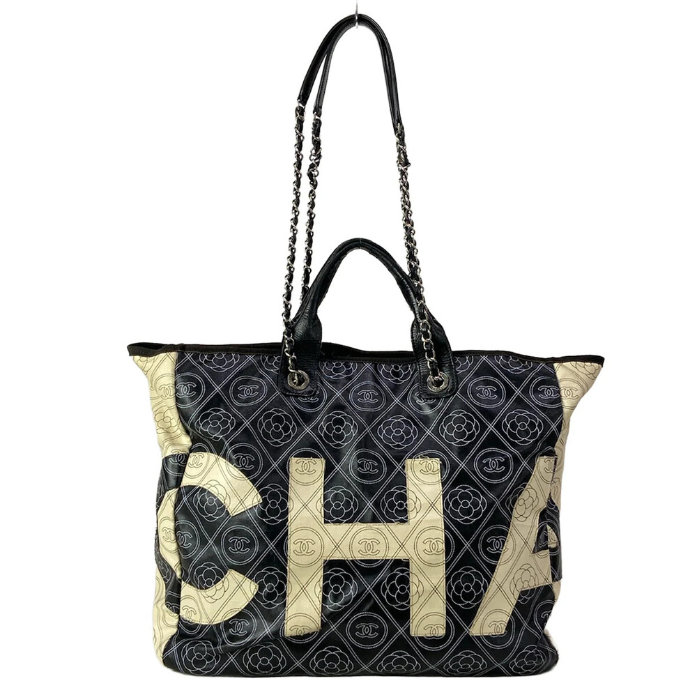 Chanel Large Shopping Bag Black Cream #310325C20B